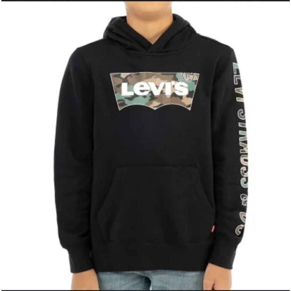 NWT‎ $48 Kids Levi's Black Camo Logo Fleece Hoodie Pullover Size 4 34601